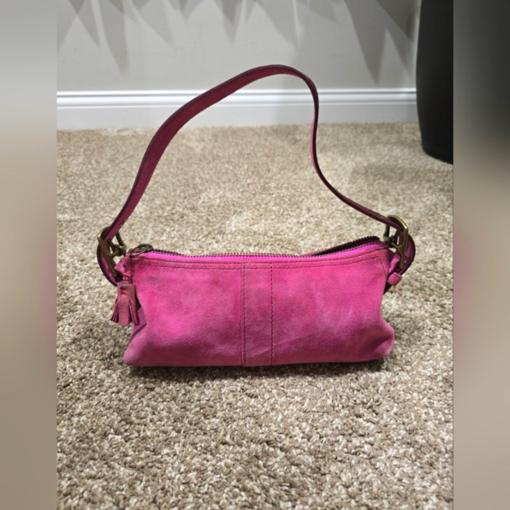 Vintage coach Hamptons Demi Suede Hobo Shoulder Baguette 7470